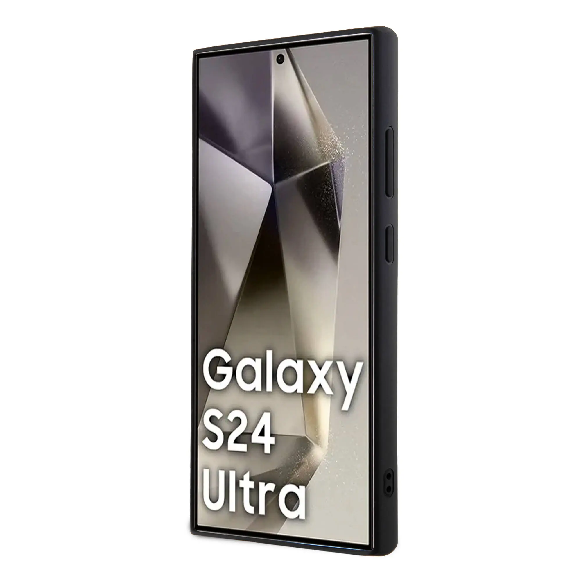 Galaxy S24 Ultra Taşlı Arka Yüzey Üçgen Logolu Kılıf - Guess