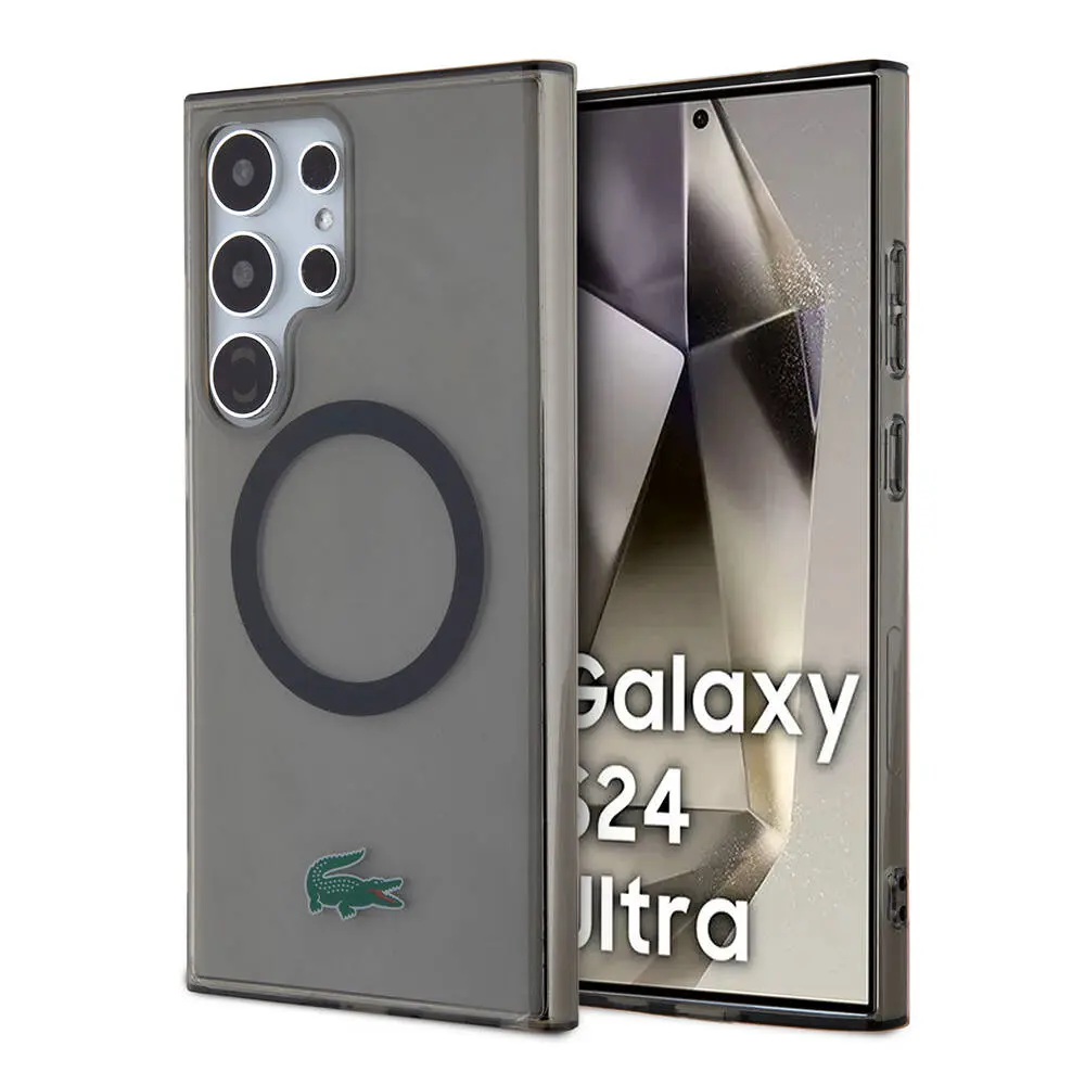 Galaxy S24 Ultra MagSafe Uyumlu Şeffaf Kılıf - Lacoste Timsah Logo
