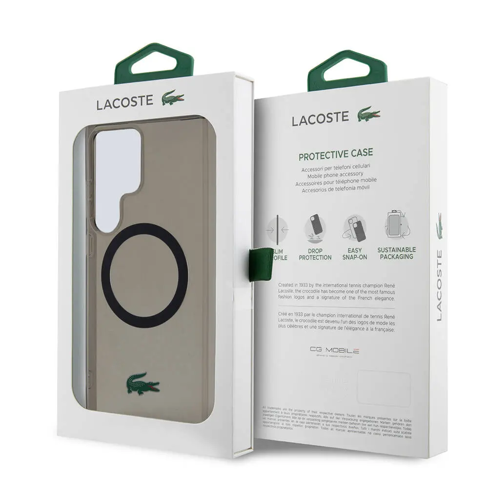 Galaxy S24 Ultra MagSafe Uyumlu Şeffaf Kılıf - Lacoste Timsah Logo
