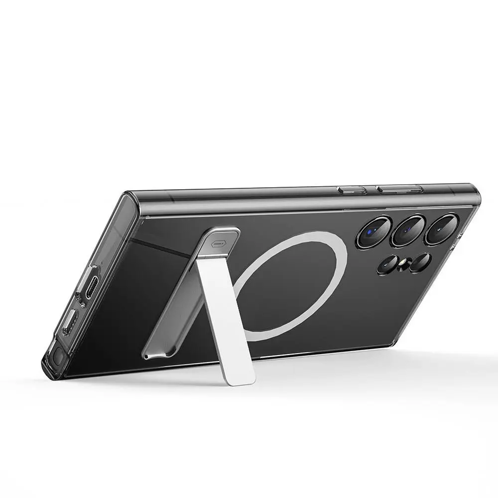 Galaxy S24 Ultra MagSafe Şarj Uyumlu Standlı Şeffaf Kılıf - Wiwu KCC-025