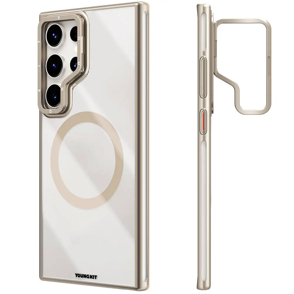 Galaxy S24 Ultra MagSafe Uyumlu Şeffaf Kılıf - Youngkit Crystal Grid