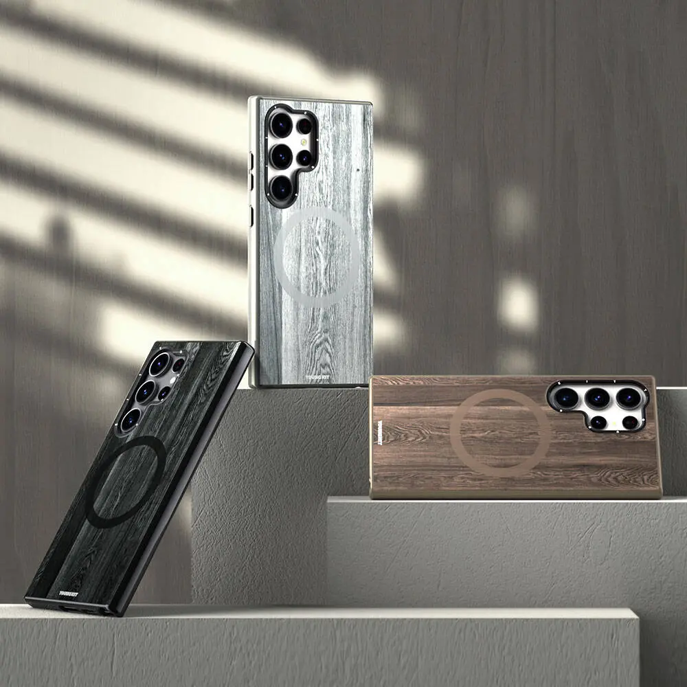 Galaxy S24 Ultra MagSafe Uyumlu Sararmaya Dayanıklı Kılıf - Youngkit Wood Forest