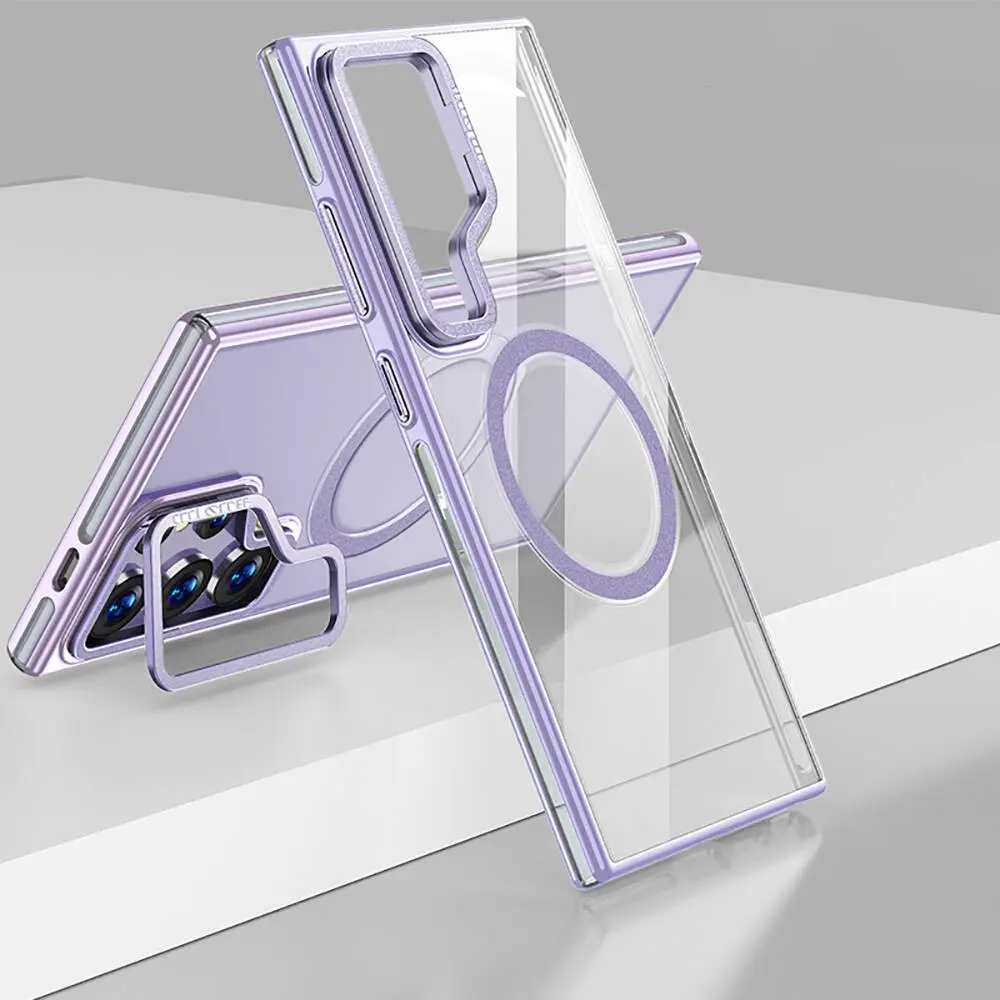 Galaxy S24 Ultra MagSafe Uyumlu Standlı Şeffaf Kılıf - Wlons Efsane