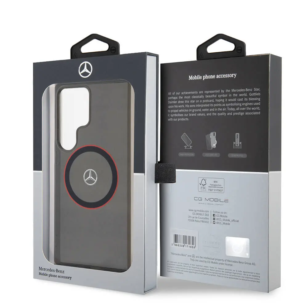 Galaxy S24 Ultra MagSafe Uyumlu Lisanslı Kılıf - Mercedes Benz Red Ring