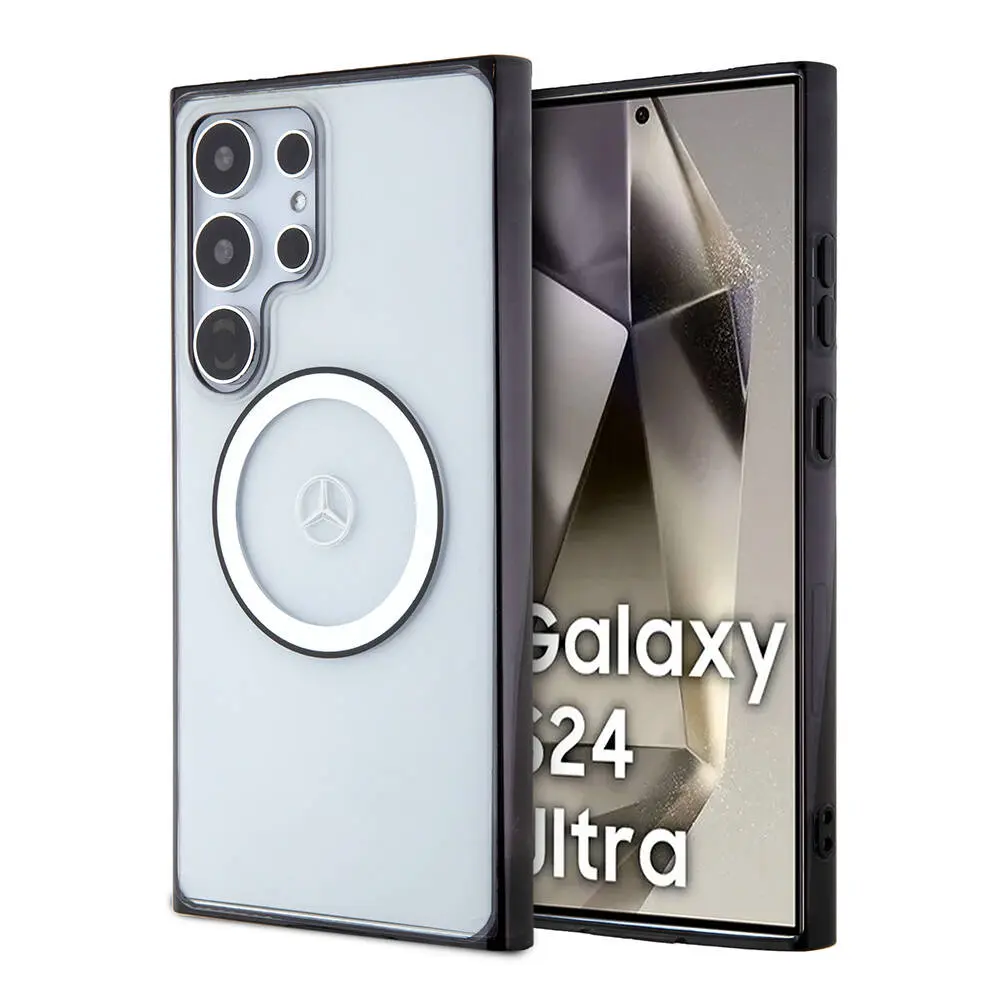 Galaxy S24 Ultra MagSafe Uyumlu Şeffaf Kılıf - Mercedes Benz Black Ring