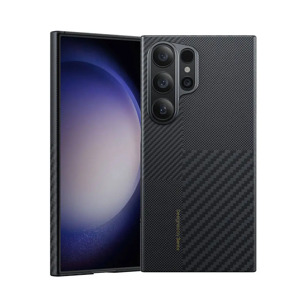 Galaxy S24 Ultra M-safe Şarj Özellikli Karbon Fiber Benks Montage ArmorAir Kevlar Kapak