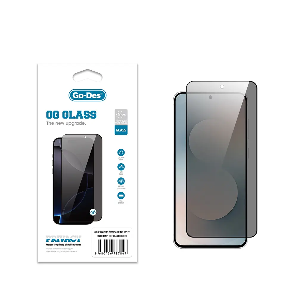 Galaxy S25 FE Gizlilik Filtreli Temperli Cam Ekran Koruyucu - Go Des OG Glass Privacy