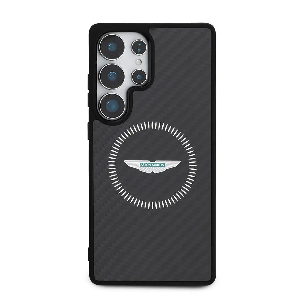 Galaxy S25 Ultra MagSafe Uyumlu Kılıf - Aston Martin Lisanslı Karbon Tasarım