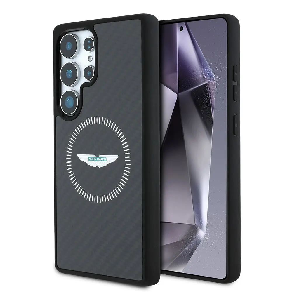 Galaxy S25 Ultra MagSafe Uyumlu Kılıf - Aston Martin Lisanslı Karbon Tasarım