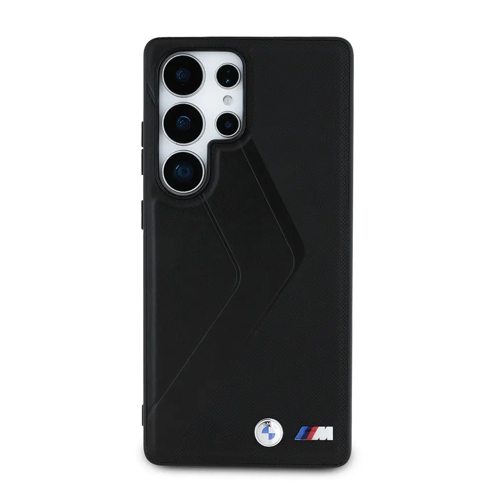 Galaxy S25 Ultra Kılıf BMW Orjinal Lisanslı M-safe Şarj Özellikli M Logolu Oversize Çizgili PU Deri Kapak