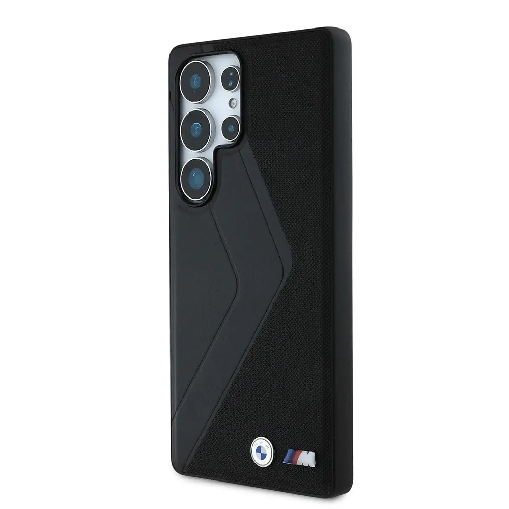 Galaxy S25 Ultra Kılıf BMW Orjinal Lisanslı M-safe Şarj Özellikli M Logolu Oversize Çizgili PU Deri Kapak