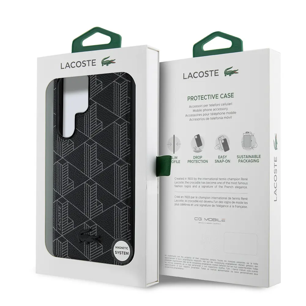 Galaxy S25 Ultra MagSafe Uyumlu PU Deri Görünümlü Kılıf - Lacoste Monogram