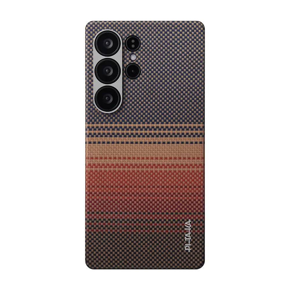 Galaxy S25 Ultra MagSafe Uyumlu Aramid Fiber Kılıf - Pitaka Tactile Woven Sunset-Moonrise