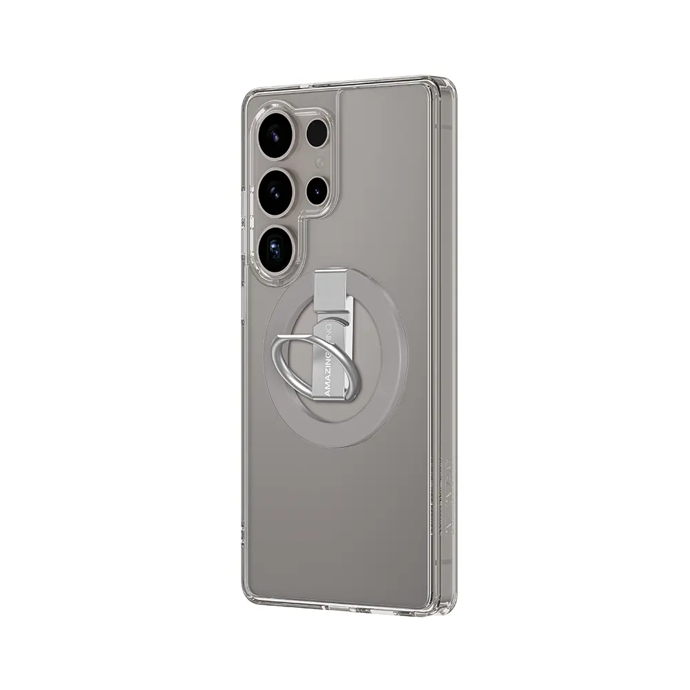 Galaxy S25 Ultra MagSafe Uyumlu Yüzük Standlı Şeffaf Kılıf - Amazingthing Minimal Grip