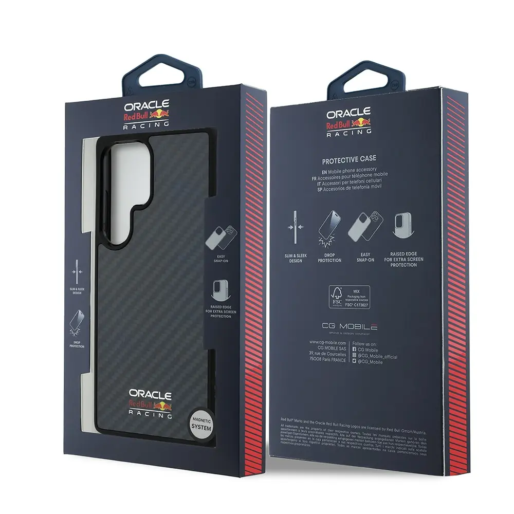 Galaxy S25 Ultra MagSafe Uyumlu Karbon Fiber Tasarımlı Kılıf - Redbull