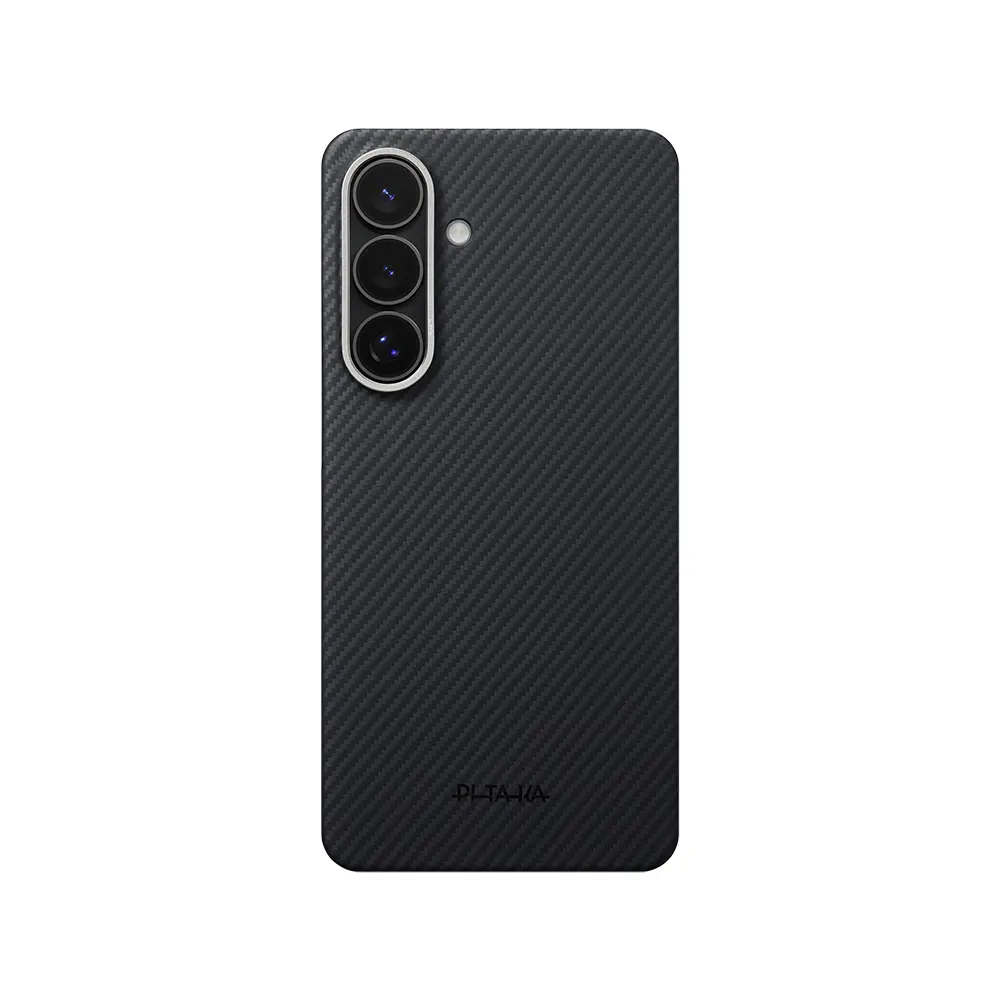 Galaxy S26 Plus MagSafe Uyumlu Aramid Fiber Kılıf - Pitaka Edge Black-Grey Twill