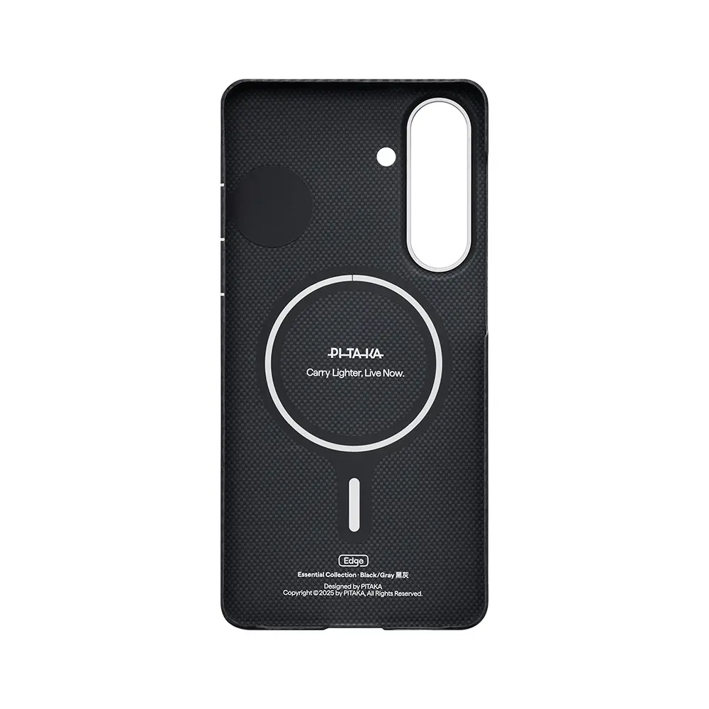 Galaxy S26 Plus MagSafe Uyumlu Aramid Fiber Kılıf - Pitaka Edge Black-Grey Twill