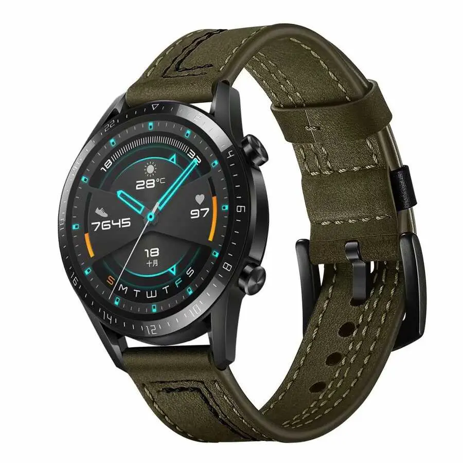 Gear S3 22mm Deri Saat Kordonu, Metal Tokalı - Zore KRD-19