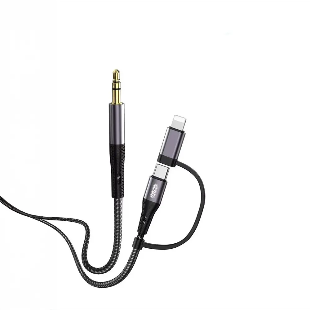 Go Des GAC-172 2'si 1 Arada Type-C ve Lightning to 3.5 mm AUX Ses Kablosu, 1 m