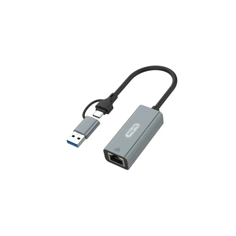 Go Des GD-6871 RJ45 Type-C ve USB-A Ethernet Dönüştürücü Kablo, 100 Mbps