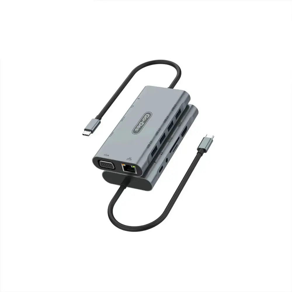 Go Des GD-6907 11'i 1 Arada Type-C Hub, HDMI, VGA, RJ45 ve 100W PD