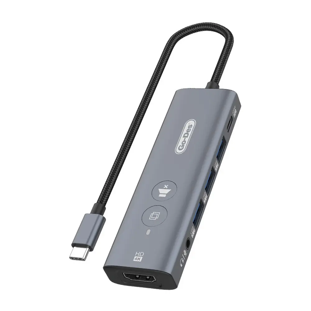 Go Des GD-6903 Type-C 6'sı 1 Arada Hub Adaptör, HDMI ve PD 100W