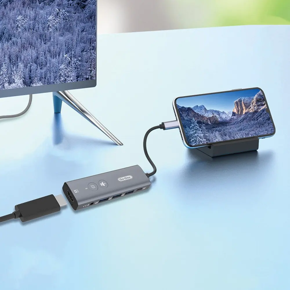 Go Des GD-6903 Type-C 6'sı 1 Arada Hub Adaptör, HDMI ve PD 100W