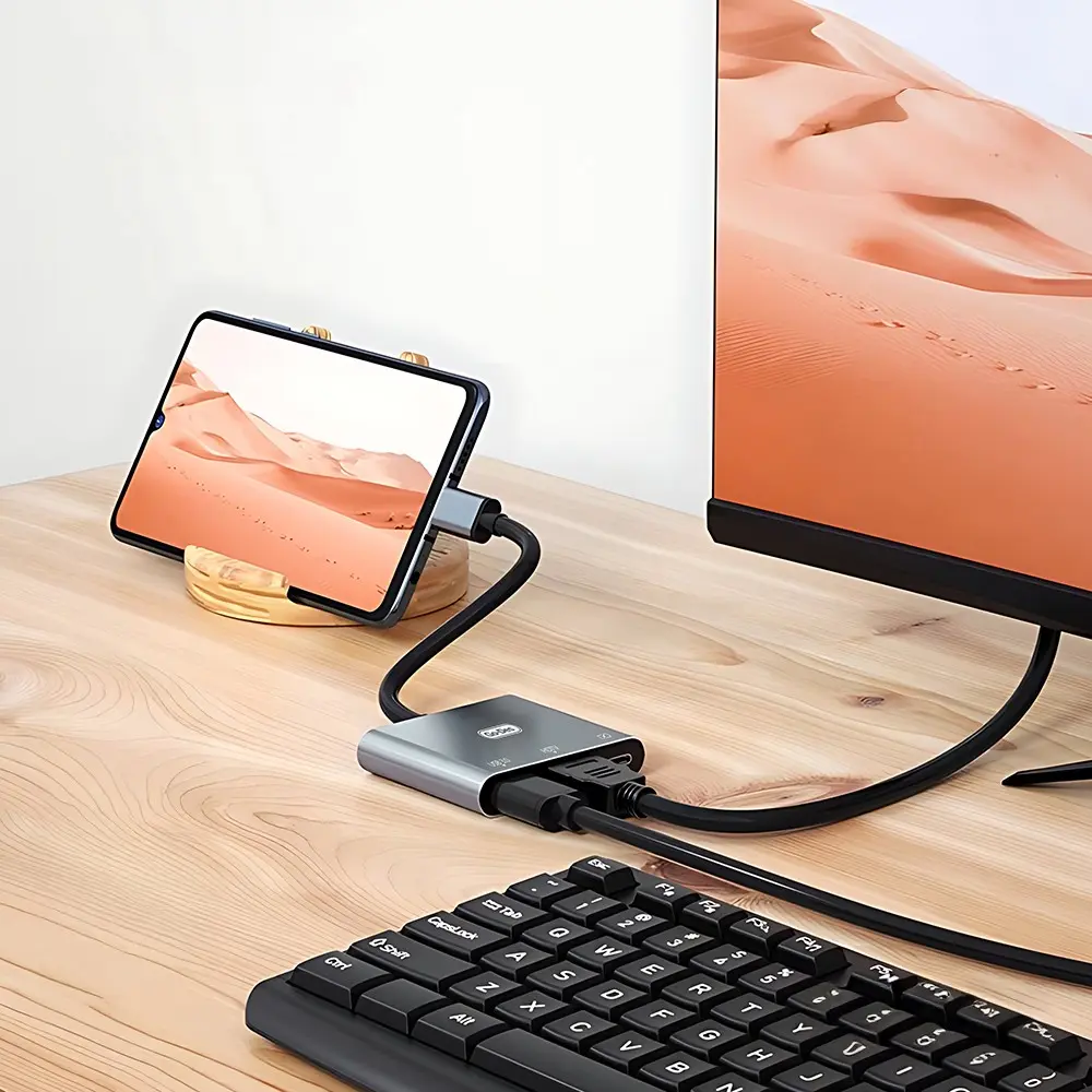 Go Des GD-8287 Type-C to HDMI 3in1 Dönüştürücü Adaptör, 4K Destekli