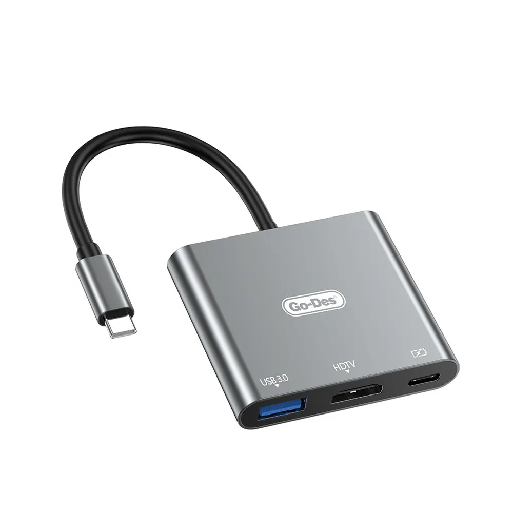Go Des GD-8287 Type-C to HDMI 3in1 Dönüştürücü Adaptör, 4K Destekli