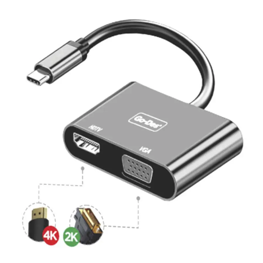 Go Des GD-8280 Type-C to HDMI + VGA Dönüştürücü, 4K Destekli