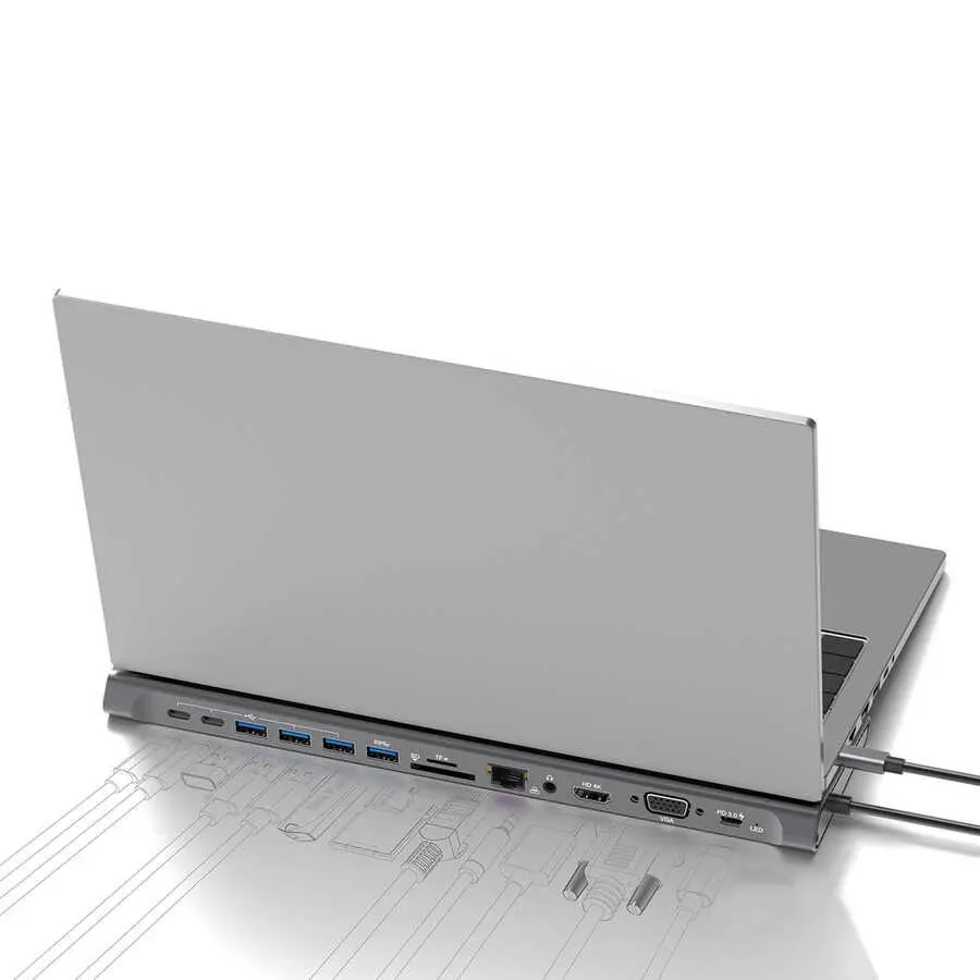 Go Des GD-9120 14'ü 1 Arada Type-C Hub, Stand Özellikli ve 4K HDMI
