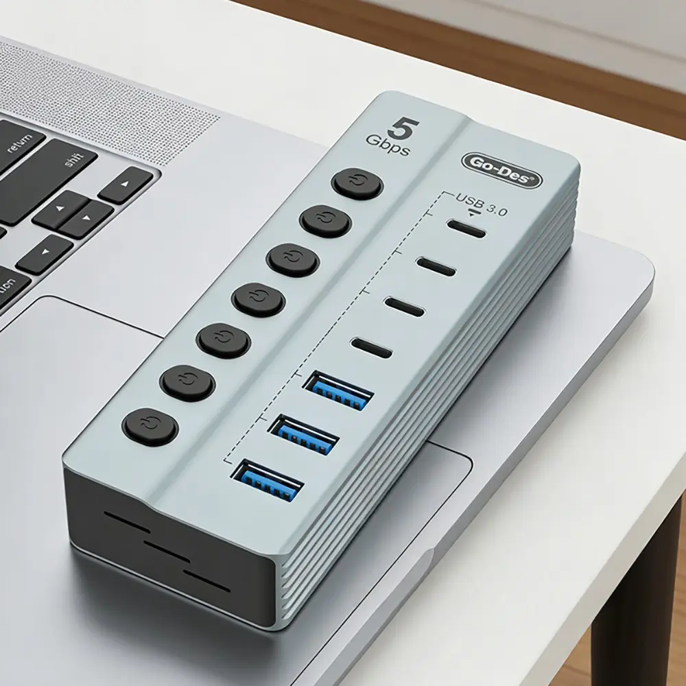 Go Des GD-9212 7 Portlu USB 3.0 Hub, Type-C ve USB Çoklayıcı