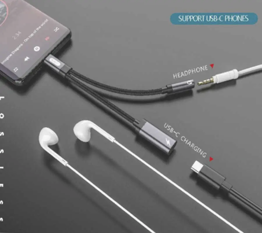 Go Des GD-UC312 Type-C Şarj ve Ses Adaptör Kablosu, 3.5 mm Jak Çıkışlı