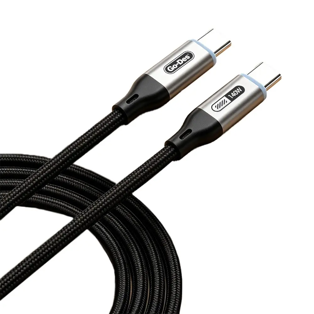 Go Des GD-UC685 Type-C to Type-C Örgü Şarj ve Data Kablosu, 140W 1.8 m