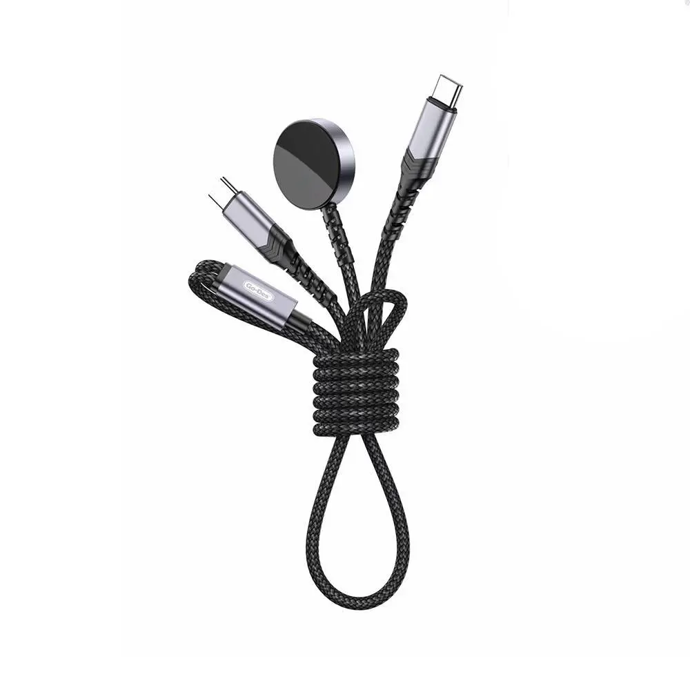 Go Des GD-UC612 2'si 1 Arada Type-C PD 60W Şarj Kablosu, Apple Watch Uyumlu