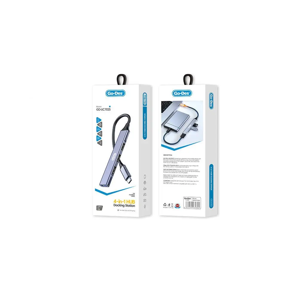 Go Des GD-UC702S Type-C 4 Portlu USB Hub, 5 Gbps