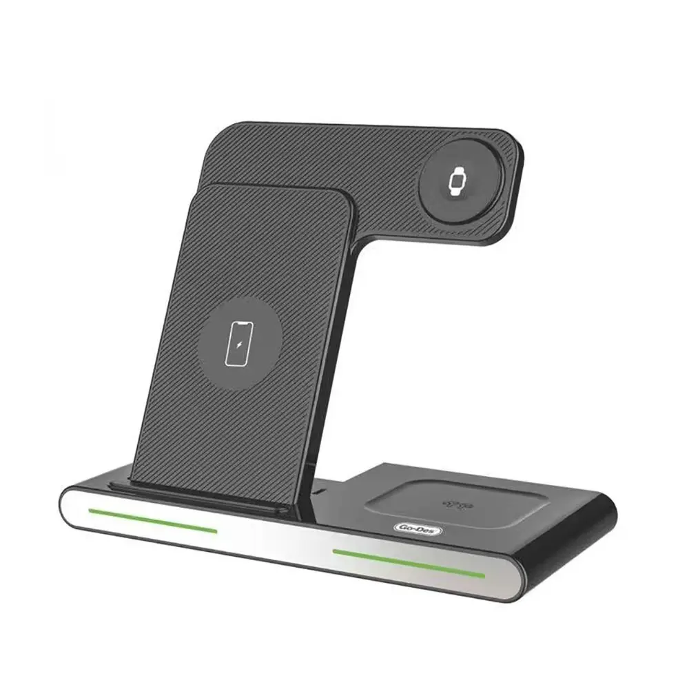 Go Des GD-WL386 3'ü 1 Arada MagSafe Uyumlu 15W Kablosuz Şarj Standı