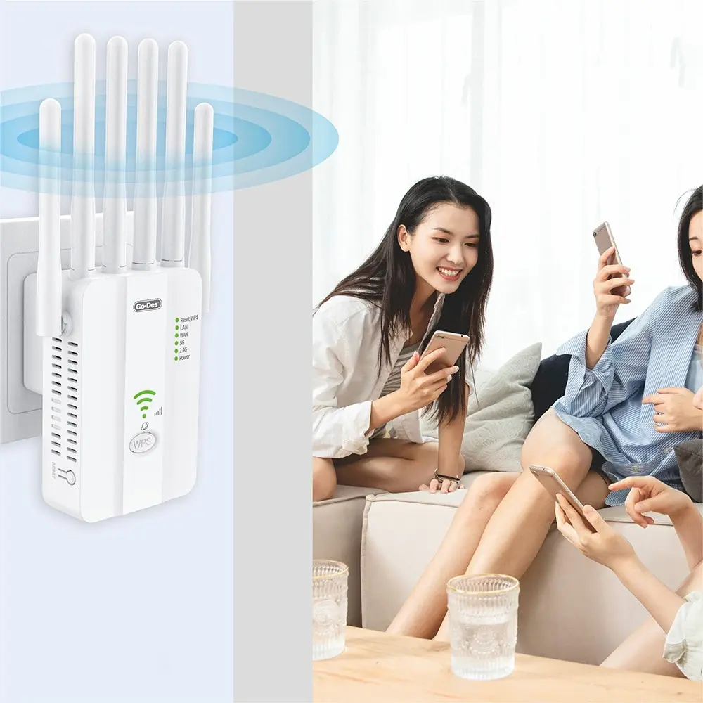 Go Des GD-WPS032 1200Mbps 6 Antenli 5GHz WiFi Sinyal Güçlendirici Router
