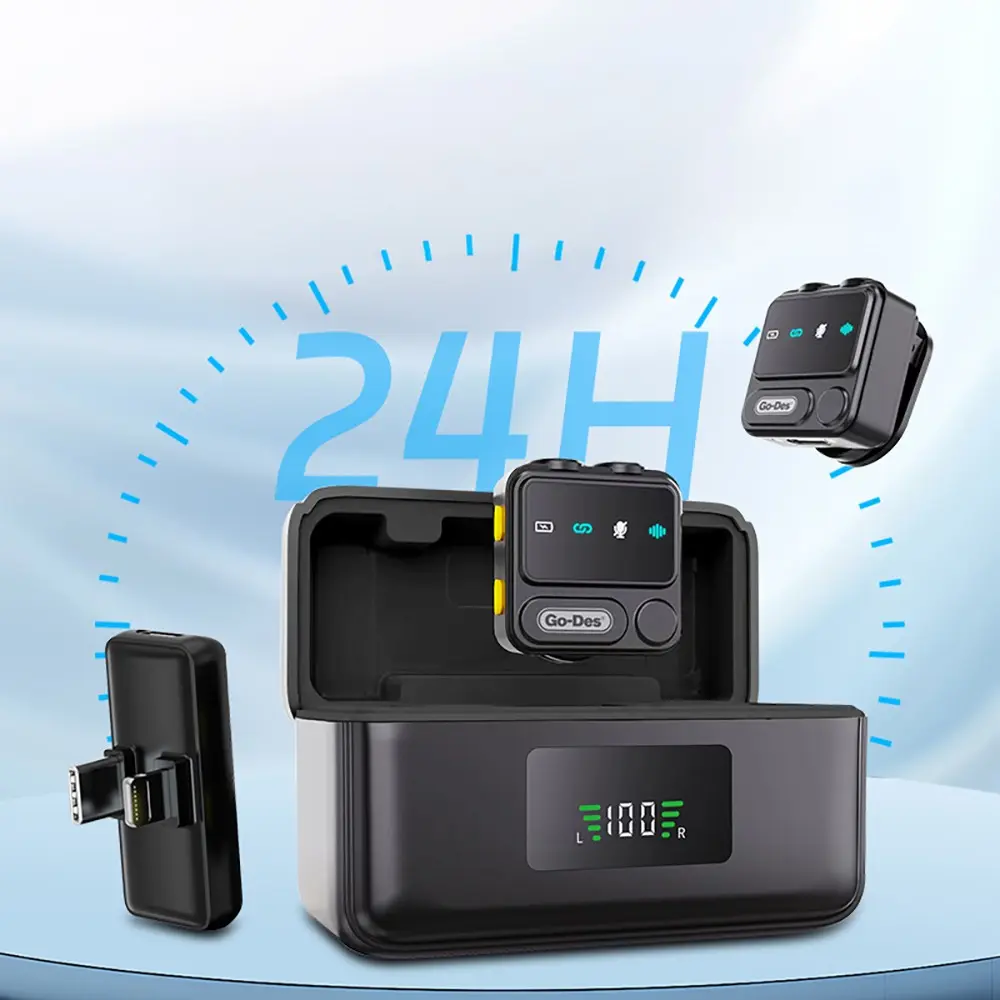 Go Des GD-WS307 Kablosuz Yaka Mikrofonu, Type-C ve Lightning Girişli