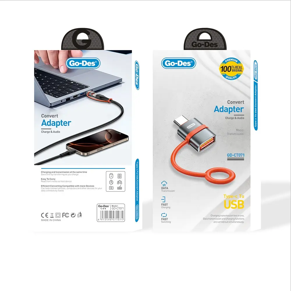 Go Des GD-CT071 Type-C to USB-A OTG Adaptör, Şarj ve Veri Aktarımı