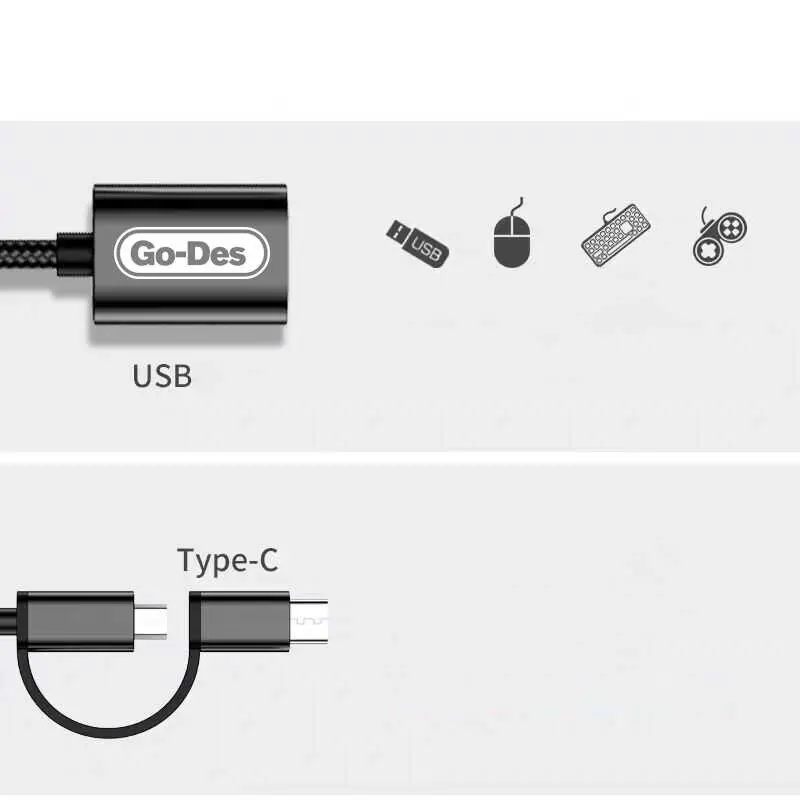 Go Des GD-CT033 2'si 1 Arada Micro ve Type-C OTG Dönüştürücü