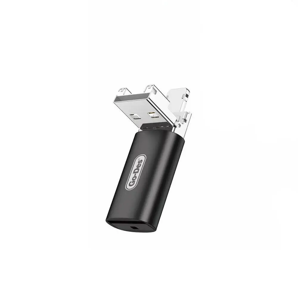Go Des GD-CT190 TF Kart Okuyucu, USB-A ve Lightning 2'si 1 Arada OTG