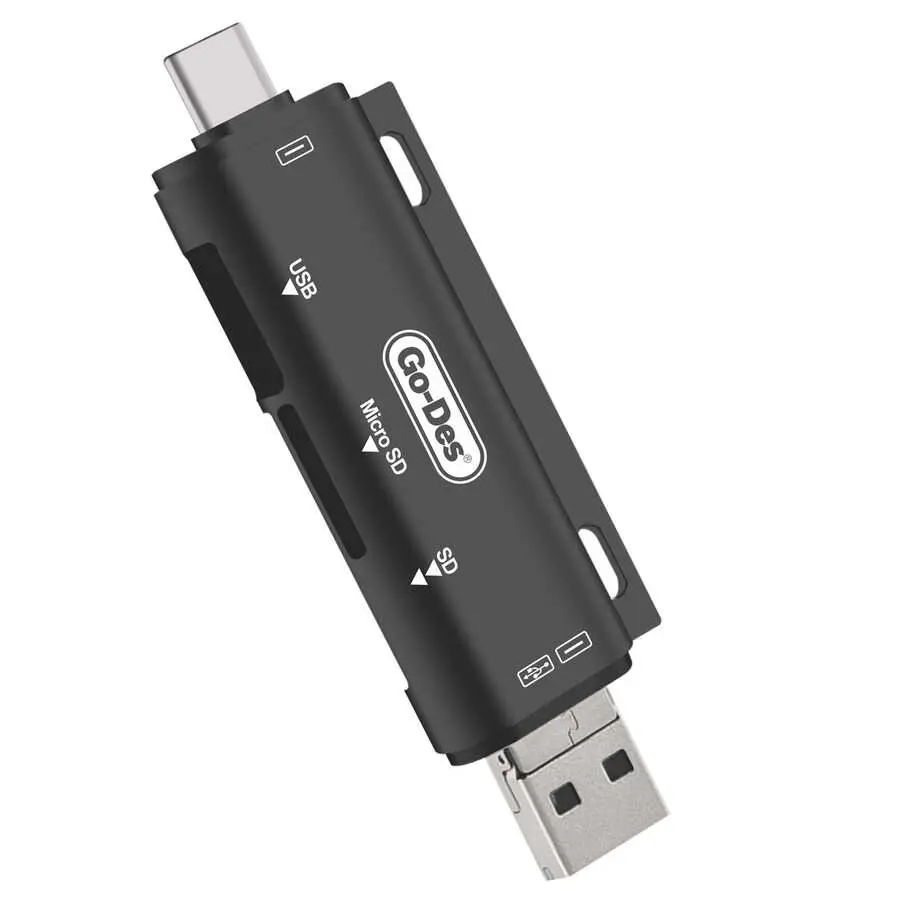 Go Des GD-DK108 3'ü 1 Arada OTG Hafıza Kart Okuyucu, Type-C Micro USB