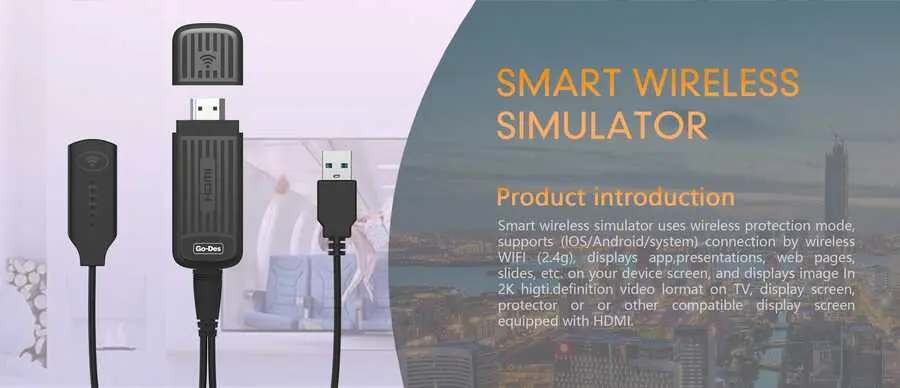 Go Des GD-DM566 Kablosuz HDMI Ses ve Görüntü Aktarıcı, 2.4 GHz WiFi