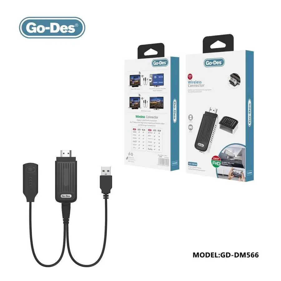 Go Des GD-DM566 Kablosuz HDMI Ses ve Görüntü Aktarıcı, 2.4 GHz WiFi