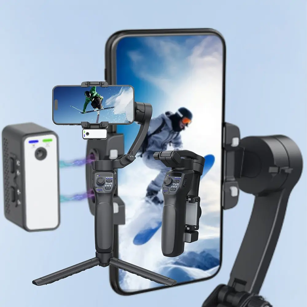 Go Des GD-F11 3 Eksenli El Tipi Gimbal, Yüz Takibi ve LED Işıklı