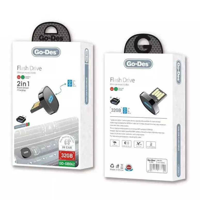 Go Des GD-GB062 32 GB LED Işıklı Mini Flash Disk, USB 2.0 ve Type-C OTG