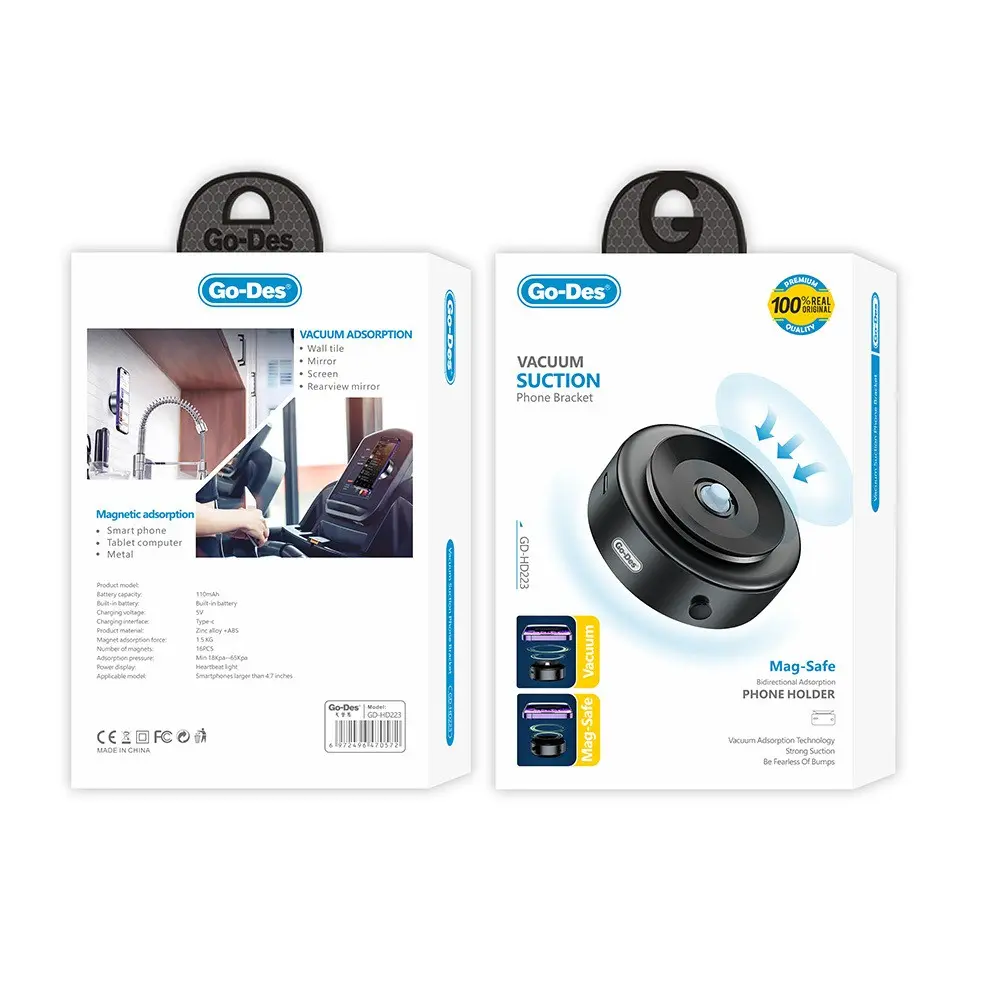 Go Des GD-HD223 Elektrikli Vakumlu Telefon Tutucu, Type-C Şarjlı