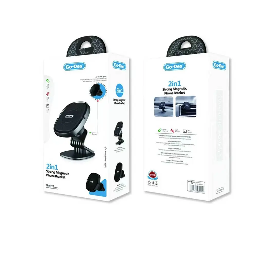 Go Des GD-HD666S Manyetik 360° Dönebilen 2'si 1 Arada Araç Telefon Tutucu