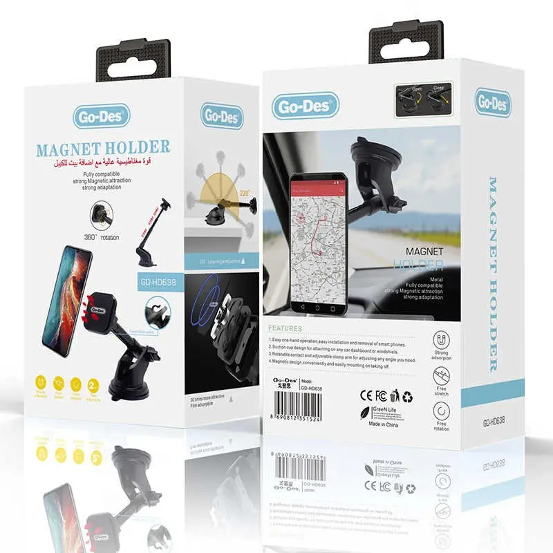 Go Des GD-HD638 Manyetik Araç Telefon Tutucu, 360 Derece Dönebilen